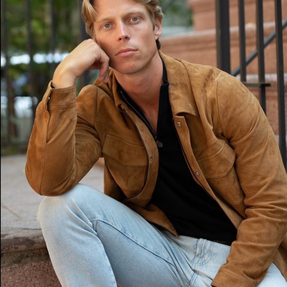 Hugo Boss Tan leather Suede Jacket